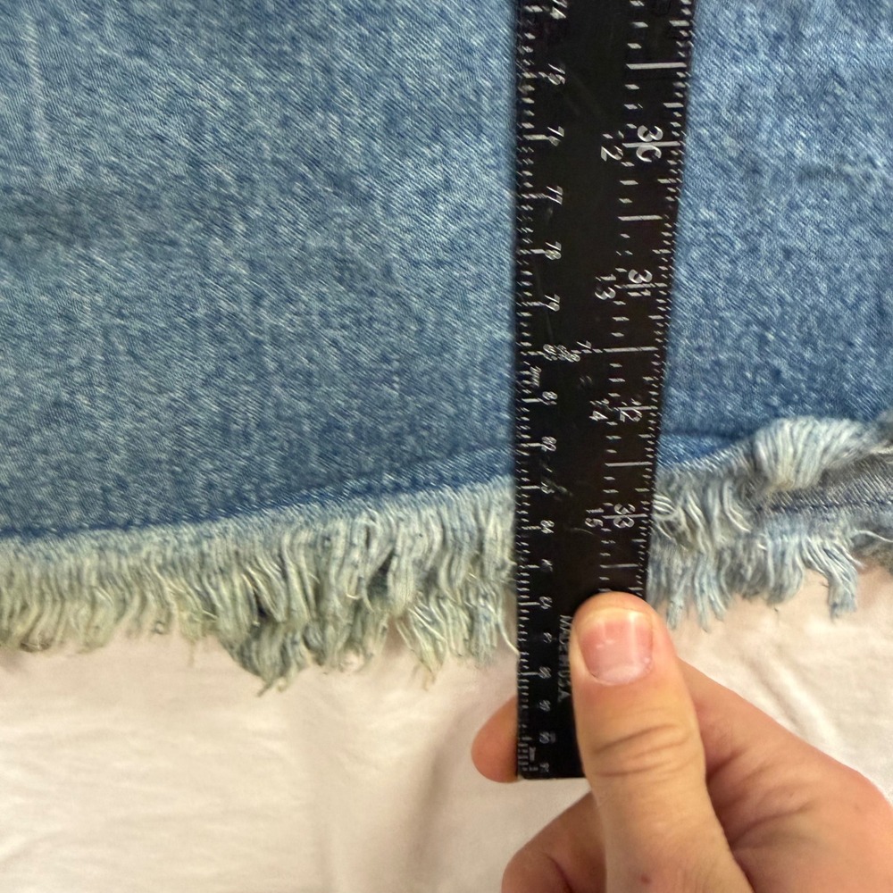 Style & Co Woman Denim Maxi Skirt 24W Medium Wash Frayed Hem Cotton Long Skirt - Picture 3 of 6